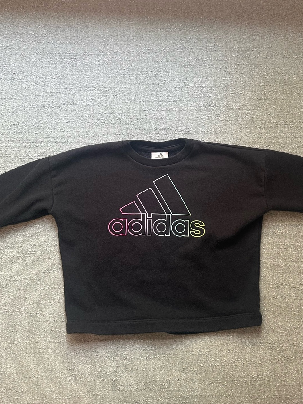 adidas Black Crewneck with Multicolor Outline Logo